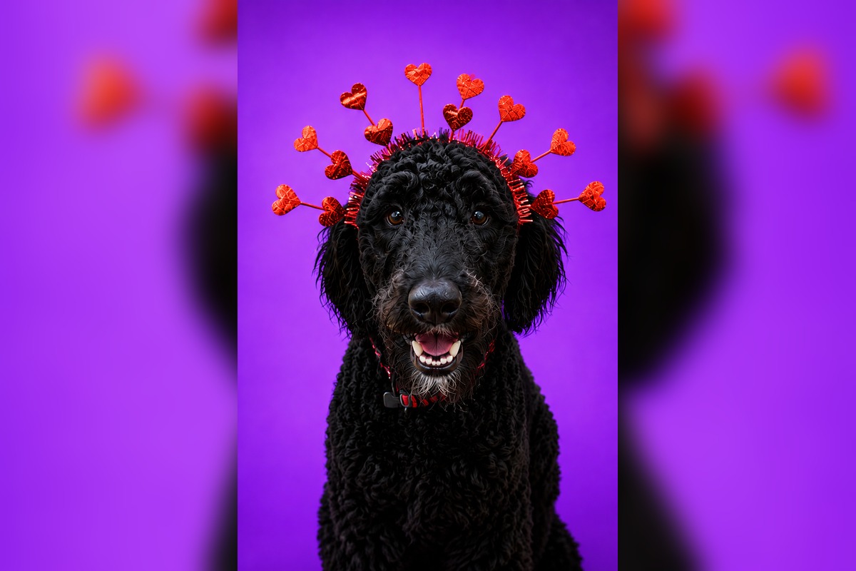 Portrait of Boots, a Goldendoodle who loves running and showing off cool tricks