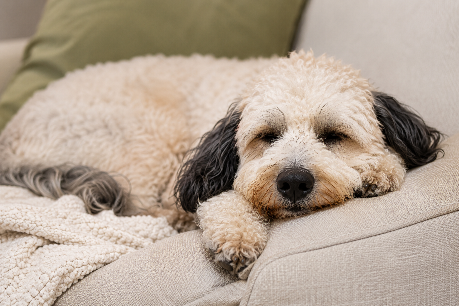 Photo of Chase resting peacefully during boarding